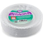 100 WHITE PLASTIC PLATES - 7 inch/18cm quality durable plates ideal for hot and cold food