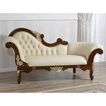 Wooden Twist Teak Wood Carved Deewan Chaise Lounge Sofa Couch (Brown)