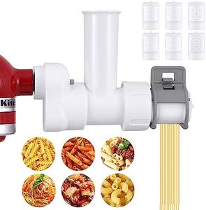 Pasta Maker Attachment for KitchenAid Stand Mixers Included 6 Different Shapes of Pasta Outlet, Durable Pasta Press Attachments and Cleaning Brush,White
