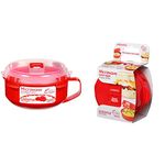 Sistema Microwave Breakfast Bowl, 850 ml - Red/Clear & Microwave Egg Cooker Easy Eggs, 270 ml - Red