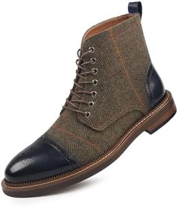 RITIZRN Men's Fashion Dress Boots Oxford Leather Boots Business Casual Comfortable Classic Men's Lace Up Boots（NAVY，SIZE 11.5）