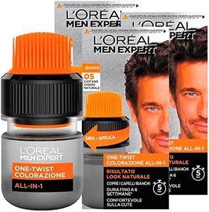 L'Oréal Men Expert One Twist Coloración All-in-One - Tinte semipermanente para hombre, color castaño claro natural - 3 tonos semipermanentes