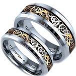 BESTTOHAVE His And Hers 8MM/6MM Tungsten Carbide Celtic Dragon Inlay Wedding Engagement Ring Set (Available Sizes H - Z+4) Message Your Ring Sizes Via Amazon