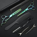 univinlions Hairdressing Scissors Set 6 Inch Hair Thinning Scissors Texturizing Scissors Professional Cutting Tool for Men Women Kids at Salon Barber Home Green