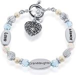 Beaux Bijoux Granddaughter Gift from Grandma and Grandpa | Stretch Heart Charm Bracelet for Girls | Gift Boxed with Sentimental Card | Love Granddaughter Always Love Message, One Size, Crystal