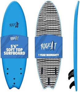 Rock-It Alberto 5ft6 Soft Top Surfboard, Surf Board for Kids, Tabla De Surf, Kids Surfboard, Surfing Board Designed for Beginners - Innovative Design for Safety & Easy to Paddle (Blue)