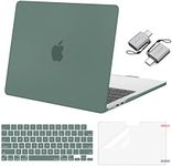 MOSISO Compatible with MacBook Air 13 inch Case 2024 2023 2022 M3 A3113 M2 A2681 Touch ID, Plastic Hard Shell&Keyboard Cover&Screen Film&Type C Adapter for MacBook Air 13.6 inch Case, Emerald Green