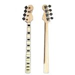 alljita 4 String Electric Bass Guitar Neck with Locking Tuners Set 20 Fret Maple Neck Black Binding Fingerboard Replacement for Bass Guitar DIY Parts