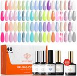 modelones Gel Nail Polish Set Glitter Pastel 40PCS 36Colors Pink Blue Green