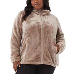 32 Degrees Women's Plush Luxe Fur Super Soft Full Zip Outwear Jacket, Goat, L