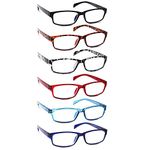 JOSCHOO Computer Reading Glasses for Women and Men 6 Pack Blue Light Blocking Spring Hinge Readers (5 mix-2, 2.50, multiplier_x)