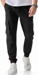 JMIERR Men's Lightweight Joggers Hiking Travel Pants Slim Fit Stretch Sweatpants Chino Cargo Pants with Pockets, US34(M), Black