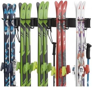 Wallignix Ski Rack, Wall Mounted Ski Storage for Garage Storage Snowboard Organizer System, 10 Pairs of Skis Holder Hangers for Home Shed, Holds Up to 300lbs