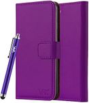 Apple iPhone 6 / 6S Case Luxury Leather Magnetic Flip Wallet Card Holder Stand View Cover (Purple)