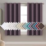 H.VERSAILTEX Linen Blackout Curtain 45 Inches Long for Bedroom/Living Room Thermal Insulated Grommet Linen Look Curtain Drapes Primitive Textured Burlap Effect Window Drapes 1 Panel - Heather Mauve