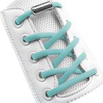 Blue Elastic No Tie Shoelaces Half Round 1/4", Stretch Tieless Shoe Laces Strings For Kids Adults Sneakers, Oval Athletic Shoelaces No Tie [1 Pair, Baby Blue]