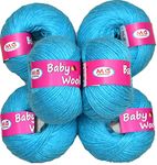 M.G ENTERPRISE 100% Acrylic Wool Blue (6 pc) Baby Soft 4 ply Wool Ball Hand Knitting Wool/Art Craft Soft Fingering Crochet Hook Yarn, Needle Knitting Yarn Thread Dyed, Multi (Baby Soft Blue - 6 pc)