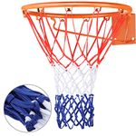 Heavy Duty Basketball Net All Weather Basketball Net Fits Standard Indoor or Outdoor, 12 Loop (Red, White, Blue)