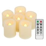 6 PCS Led Flickering Flameless Votive Tea Lights Candles with Remote Control Battery Operated/Electric Outdoor Tealights Timer Candle for Christmas,Xmas Decorations (Batteries Included) 200Hours