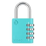 [ZARKER XD40] Padlock- 4 Digit Combination Lock for Gym, Sports, School & Employee Locker, Outdoor,Toolbox, Case, Fence and Storage - Metal & Steel - Easy to Set Your Own Combo (Emerald)