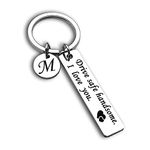 Drive Safe Keychain for Boyfriend with Initial Letter Birthday Christmas Valentines Day Gifts for Boyfriend Couple Husband Dad (M-silver)