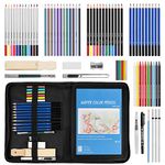 LOETAD Art Supplies Drawing Pencils Set 75pcs Professional Art Kit for Adults Artists with Watercolor Pencils, Sketch Pencils, Metallic Colored Pencils