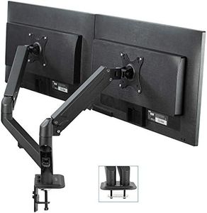 VIVO Black Articulating Dual Pneumatic Spring Arm Clamp-On Desk Mount Stand, Fits 2 Monitor Screens 17 to 27 Inches with Max Vesa 100X100 (Stand-V102O)
