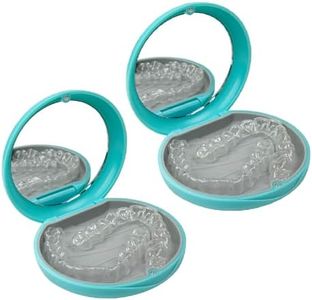 Maoerdental 2 Pack Aligner Case with Mirror,Convenient Retainer Case for Invisalign Aligners, Night Guards, and Mouth Guards (2PCS Cyan Outside Gray Silicone)