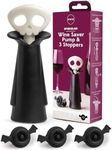 NEW!! OTOTO Spookelier Wine Saver Pump and 3 Wine Stopper - Wine Bottle Stoppers for Wine Bottles, Wine Stoppers Vacuum, Spooky Goth Accessories, Fun Halloween Goth Kitchen, Goth Gifts Gadgets