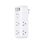 USB Outlet Extender Surge Protector - with Rotating Plug, 6 AC Multi Plug Outlet and 3 USB Ports (1 USB C), 3-Sided Swivel Power Strip with Spaced Outlet Splitter for Home, Office, Travel