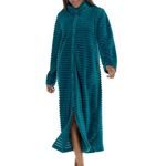 A2Z Womens Zip Through Winter Ribbed Dressing Gown - Ladies Gown AZ333 Teal 20-22