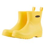 planone Short rain Boots for Women Waterproof size 8 Cream Yellow Garden Shoes Anti-Slipping Rainboots for Ladies Comfortable Insoles Stylish Light Ankle rain Shoes matte Outdoor Work Shoes