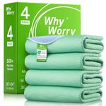 WhyWorry Washable Incontinence Bed Sheets for Adults | 86 x 91 cm | for Single Bed | Waterproof Bed Wetting Mats | Reusable Bed Protectors | Pee Pads | Green | Pack of 4