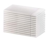 Sweet Needle - Pack of 12-100% Cotton Oversized Dinner Napkins - Heavy Weight Hotel Quality Fabric for Daily use & Events (Slub With Hemstitch - White)