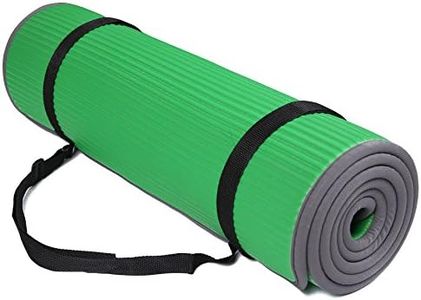 BalanceFrom All-Purpose 2/5-Inch (10mm) Extra Thick High Density Anti-Slip Exercise Pilates Yoga Mat with Carrying Strap, Green