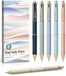 Gel Pens, 6 Pcs Quick Dry Blcak Gel Ink Pens, 0.5mm Fine Point Smooth Writing Pens for Journaling and Note Taking, Cute Aesthetic Pens for Women & Men-Sand Gold