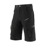 BERGRISAR Men's Cycling Shorts MTB Mountain Bike Bicycle Shorts Zipper Pockets 1806BG Black Size Large