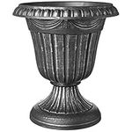 Arcadia Garden Products PL10SL Classic Traditional Plastic Urn Planter Indoor/Outdoor, 15" x 13", Brushed Silver