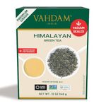 VAHDAM, Green Tea Leaves From Himalayas 170+ Cups (12oz) High Elevation Grown Green Tea Leaves From Himalayas | Pure Unblended Single Origin Green Loose Leaf Tea | Vacuum Sealed