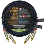 20 Foot RCA Cable Pair - Gotham GAC-4/1 (Black) Star-Quad Audio Interconnect Cable with Amphenol ACPR Die-Cast, Gold Plated RCA Connectors - Directional