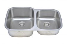 Wells Sinkware CMU3221-97-16-1 16-Gauge 60/40 Double Bowl Undermount Kitchen Sink Package, Stainless Steel