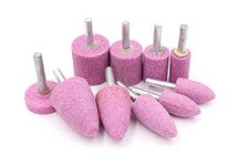 Luo ke 10 Pcs Rotary Grinding Stone, 1/4 Inch Shank Abrasive Stones Mounted Grinding Bits for Metal, Aluminum, Brass, Steel