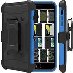 DuraSafe Cases for iPhone 6 Plus iPhone 6s Plus 5.5" [ 2014/2015 ] A1522 A1524 A1593 A1634 A1687 A1699 Heavy Duty Military Print Belt Clip Rugged Cover - Blue(with Holster)