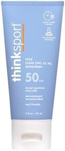 Thinksport Mineral Sunscreen, SPF 50 Clear Zinc Oxide Sunscreen, 2 Fl Oz, Natural, Water Resistant Reef Safe Sunscreen, Vegan Broad Spectrum UVA/UVB Sun Screen for Sun Protection, Travel Size