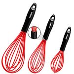 Anaeat Silicone Balloon Whisk, Perfect for Non-Stick Cookware, Milk and Egg Beater Blender, Heat Resistant Kitchen Whisks for Whisking, Cooking, Baking, Beating, Frothing & Stirring (Red)