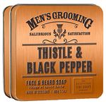 Men's Grooming by Scottish Fine Soaps Thistle & Black Pepper Face & Beard Soap 2 x 100g