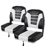 MSC Fishing Folding Boat Seats,One Pair Pack (S104 Black/White)