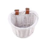 syiniix Small D Shape Wicker Bicycle Basket, Front Handlebar Basket for Bike, Height 6.25 inch. (White)