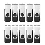 KEATHY 20 Pack 4GB Bulk USB Flash Drive USB 2.0 Swivel Thumb Drive Memory Stick Jump Drive Pen Drive - Black