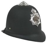 HENBRANDT Children’s Police Helmet Hard Black and Silver British Police Hat Bobby Helmet Policeman Uniform Dress Up Imaginative Play One Size Halloween Fancy Dress Costume Accessory for Kids